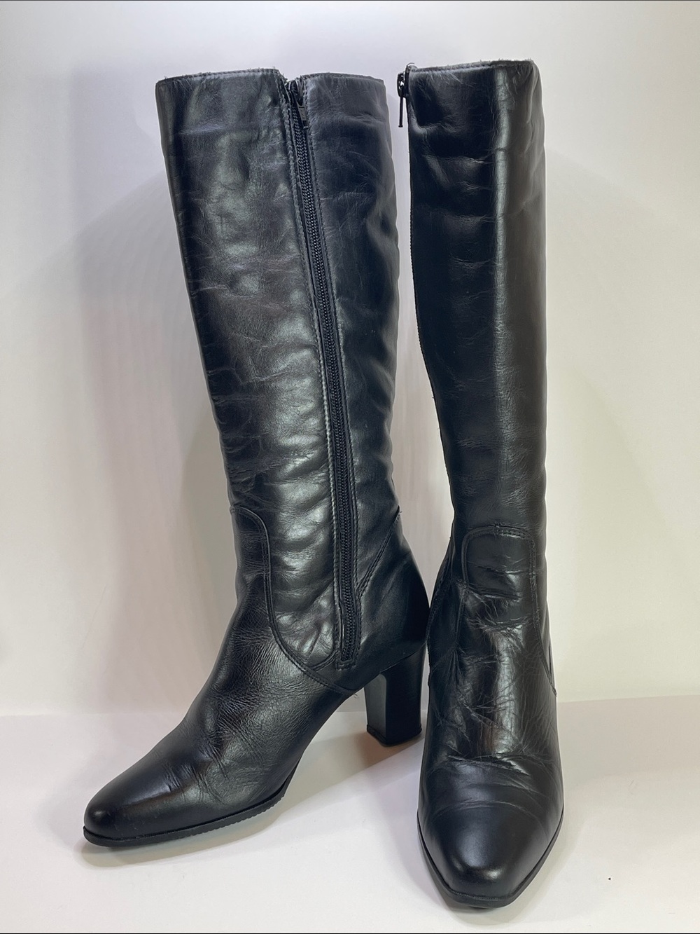 Nuances Classic Black Mid-Heel Knee Boots size37